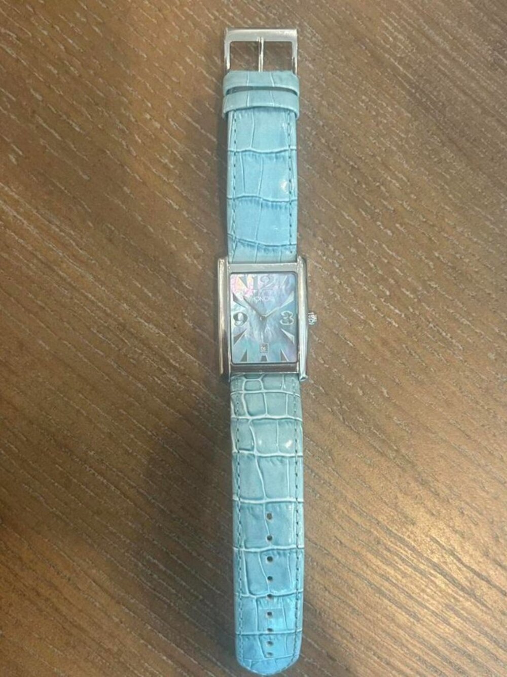 Vintage Honora Blue Mother of Pearl Tank Watch
